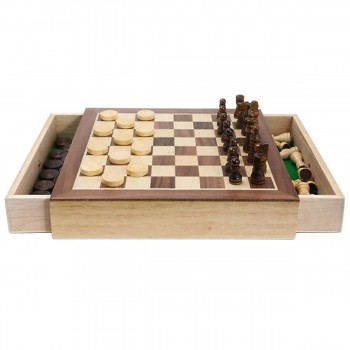 Wooden Chess Checkers Set