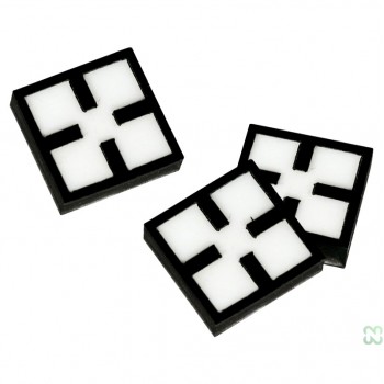 DIAMOND SQUARED WITH WHITE CROSS INTERIOR - ( 14 mm side )