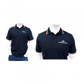 Μπλούζα Polo Longoni Blue With Italian Flag Profiles Size Xl Cotton 100%