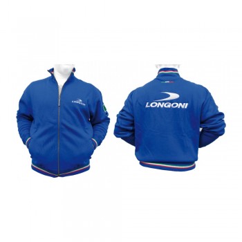 Sweatshirt Longoni Light Blue with Italian flag profiles Size Xl Cotton 100%