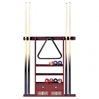 Cue Rack 6 Cues Mahogany+Scorer