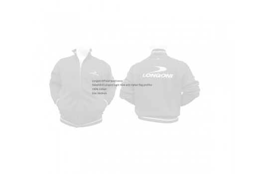 Sweatshirt Longoni Light Blue with Italian flag profiles Size M Cotton 100% (Preview 2)