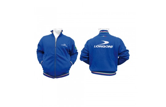 Sweatshirt Longoni Light Blue with Italian flag profiles Size L Cotton 100%