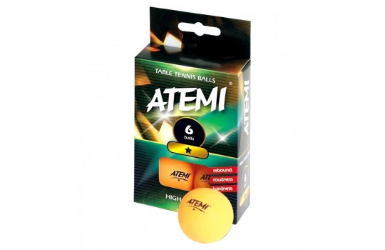 Balls Ping Pong Atemi 1Star Orange - Set Of 6 Pcs