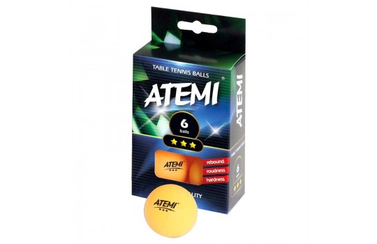 Μπάλες Ping Pong Σετ 6τεμ Atemi 3Stars Orange