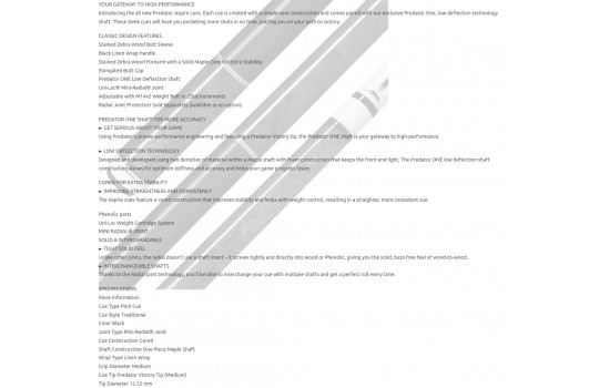 Cue Predator Aspire 1-5 (Butt with Shaft) (Preview 6)