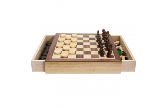 Wooden Chess Checkers Set