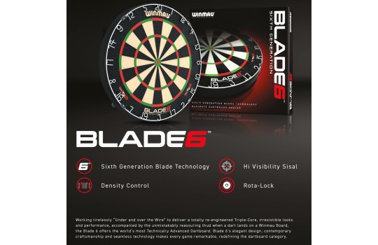 Winmau Blade 6 Dual Core Dartboard with Rota-Lock