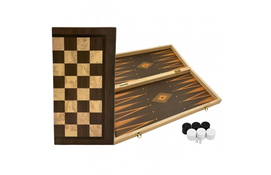 Wooden Backgammon - Chess (printed Walnut & Oak)