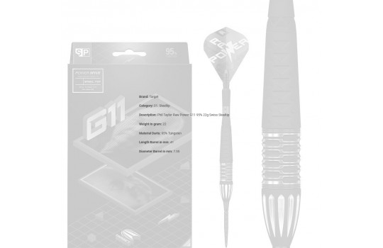 Phil Taylor Raw Power G11 95% 22g Swiss Steeltip