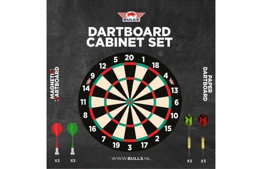 Bull's Paper Dartboard Cabinet Set 2σε1 (Steel Tip & Μαγνητικός) με 6+6 Βελάκια