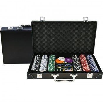 Βαλίτσα Δερματίνης set 300 Μάρκες Dice 11,5gr + 2 Τράπουλες Modiano